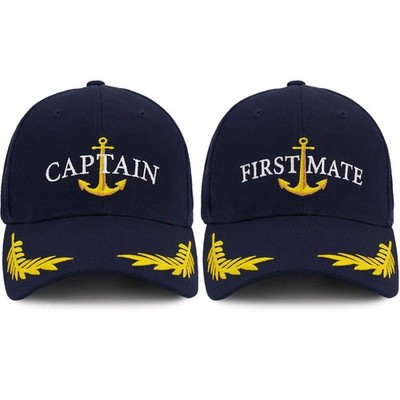 Captain Hat & First Mate | Matching Skipper Boating Baseball Caps | Nautical ...