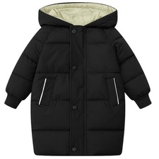 Girls Puffer Jacket Hooded Winter Coats Water-Resistant Midi Long Zip Puffy J...