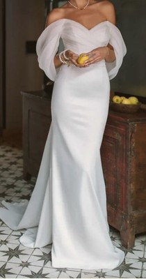 White formal dress/size 12/From Mia's Bridal-sweetheart Mermaid Off Shoulder  | eBay