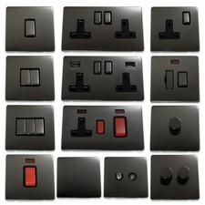 Black Nickel Screwless Light Switches & Plug Sockets - Sleek Modern Finish