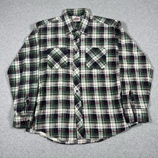 Vintage Dickies Shirt Mens XL Green Plaid Printed Flannel 100 Cotton 80s NWOT