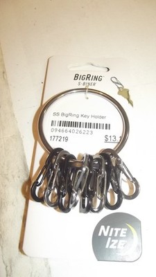 Nite Ize Steel Big Key Ring with Eight Carabiners, BRG-M1-R3 ST15B