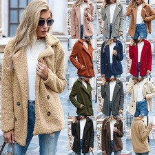 Loose Lapel Fluffy Coat Winter Button Jacket ...