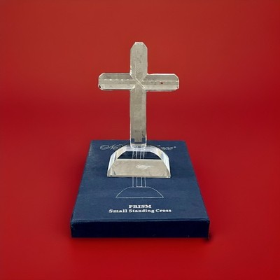 NOS Vintage 1990's Noble Excellence Crystal Prism Standing Cross Plus Box