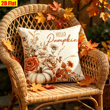 "Hello Pumpkin" Floral Pumpkin Throw Pillow Cover Insert Not Included Fall Decor