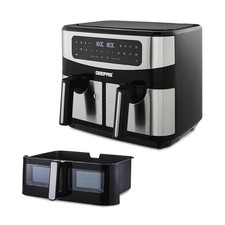 Geepas 10L Air Fryer Drawer with Removable Divider Viewing Window Batch Cooking