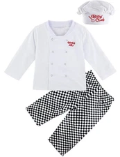 3-PC Baby Toddler Boys' Chef Costume Halloween Cotton Outfit 3 Months-4T