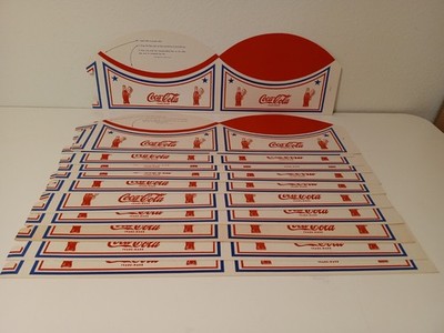 Vtg Coca Cola lot of  12  paper hats - Vintage diner Coke Boy  with image!  NOS.