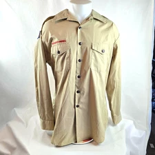Boy Scouts of America BSA Shirt Mens XL Beige Tan Button Up Uniform Long Sleeve