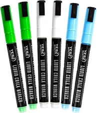 Magnetic Liquid Chalk Markers (6 Pack) - Vibrant Neon Colors - Erasable Dry
