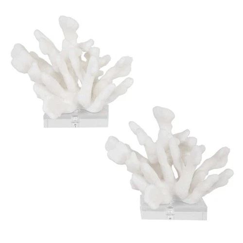 MODERN COASTAL BEACH DECOR STUNNING SCULPTED FAUX CORAL BOOKENDS 17549 - Picture 4 of 5