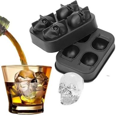 3D Skull Silicone Ice Cube Mold - 1.6'' Easy Release Flexible Silicone