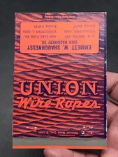 c1950s UNION WIRE ROPES Ohio Machinery Youngstown Matchbook Cover Shaughnessy