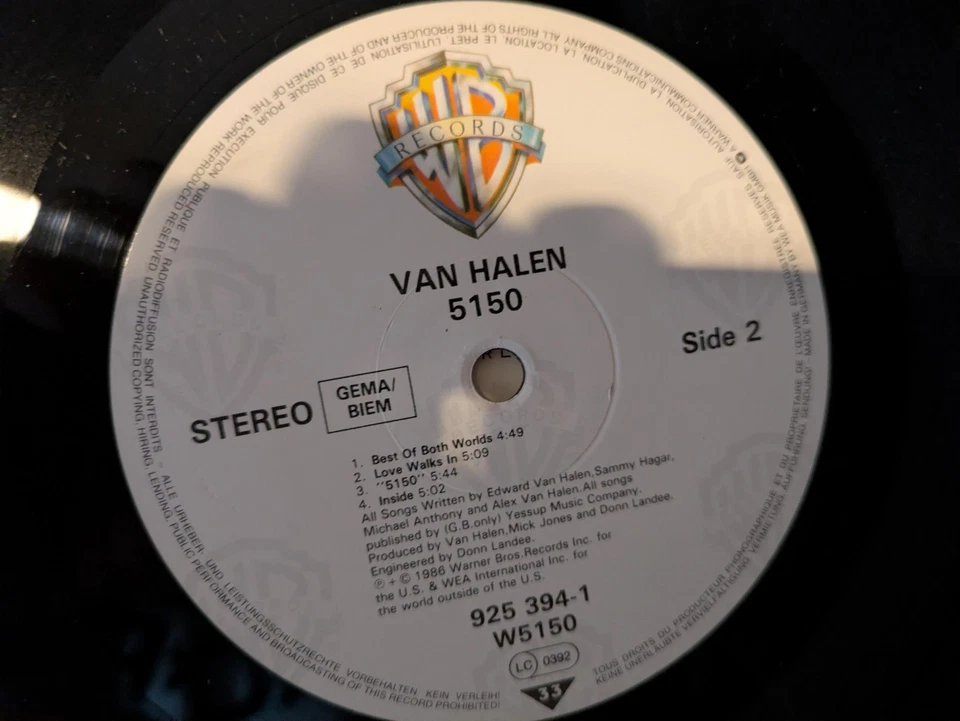 VAN HALEN - ‘5150’ (1986) Warner Records Vinyl LP W 5150 925 394-1 VG / VG - Image 4 of 4