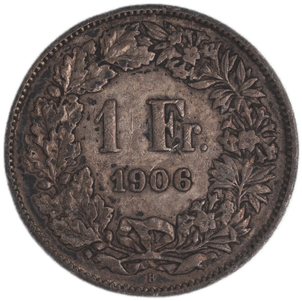 Switzerland - 1 Franc - 1906 - KM#24 - Silver .835 - Image 2 of 3