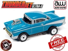 Auto World '57 Chevrolet Bel Air Blue - Cars & Coffee Tjet 1/64 Scale - SC392