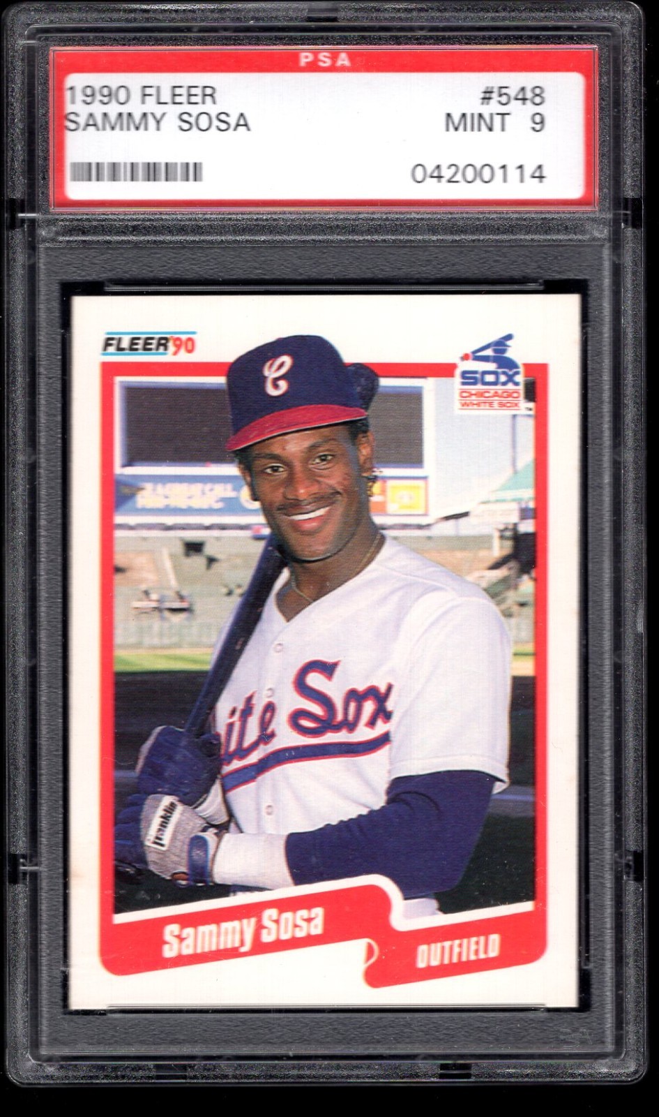 1990 FLEER #548 SAMMY SOSA RC PSA 9 WHITE SOX CUBS 04200114