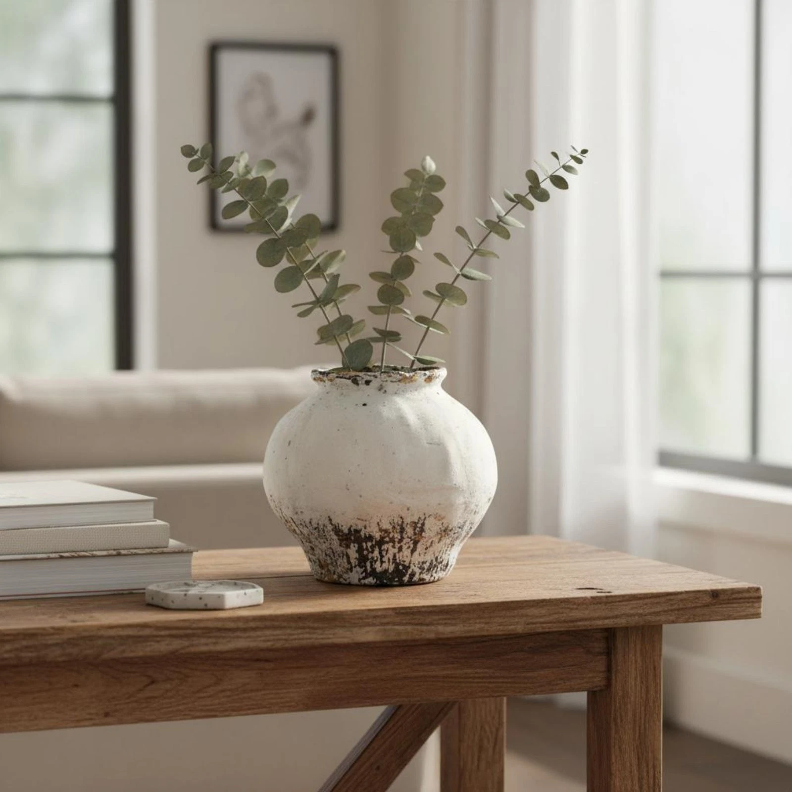 Round Terracotta Vase Handmade Ceramic Vase Matte Texture for Countertop