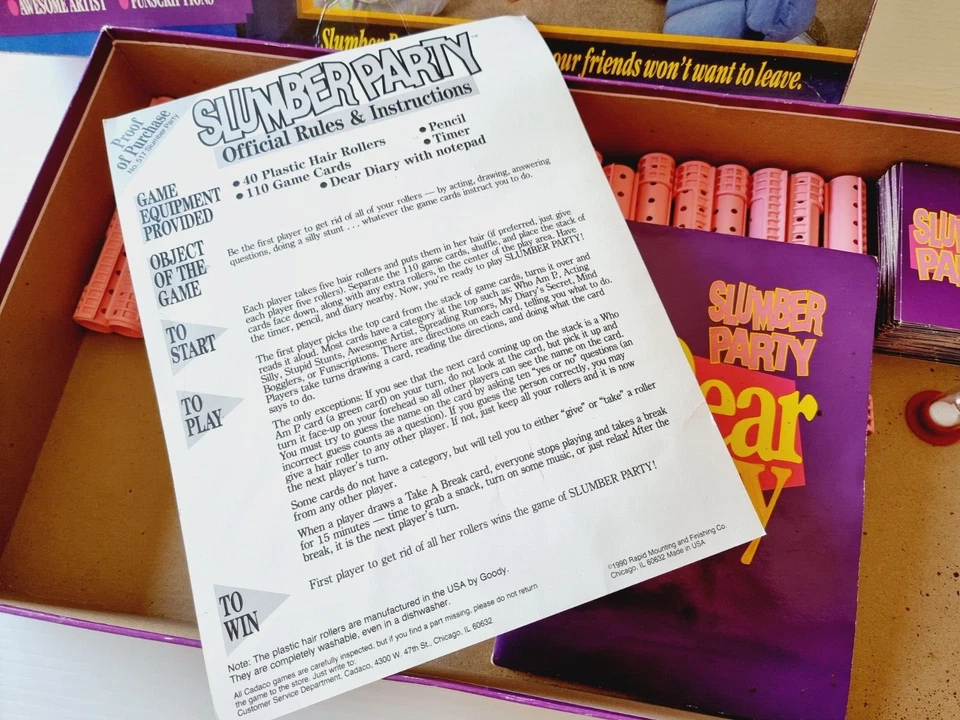 1990 SLUMBER PARTY Board Game Cadaco Vintage Sleepover - Image 4 of 4