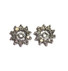 New 14k white gold .35ct SI1 G round diamond Halo stud earring jackets — photo 1