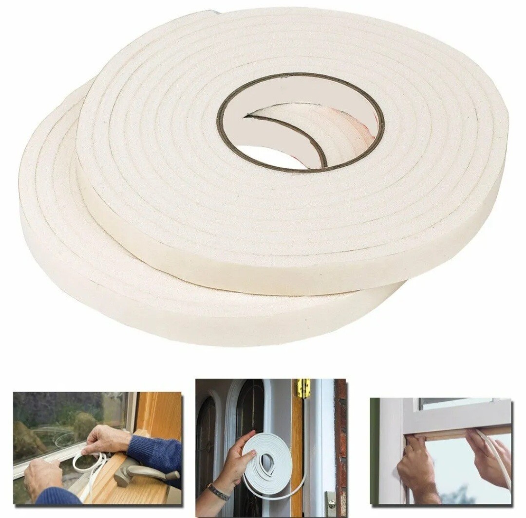 2x Draught Excluder Foam Tape Weather Strip Insulation Door Window Seal UK