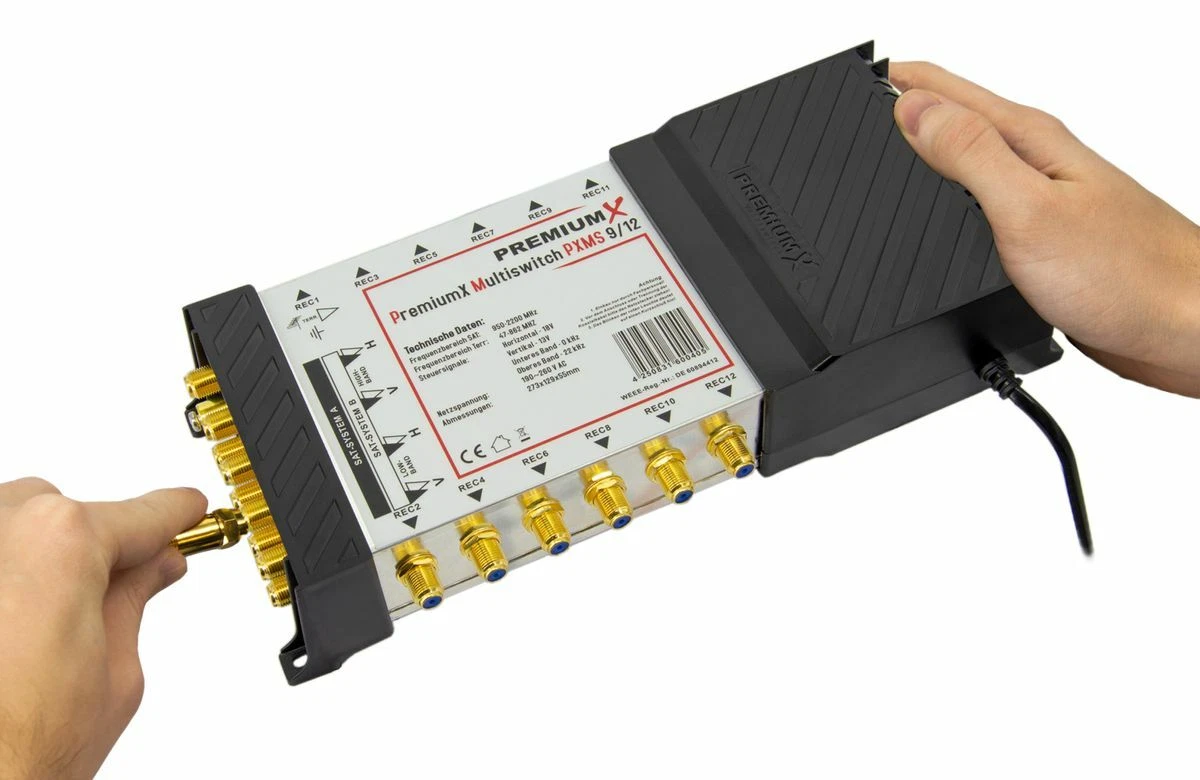 PremiumX Multi Interruptor 9/12 Multiswitch Distribuidor Satélite 12 SAT TV Receptor