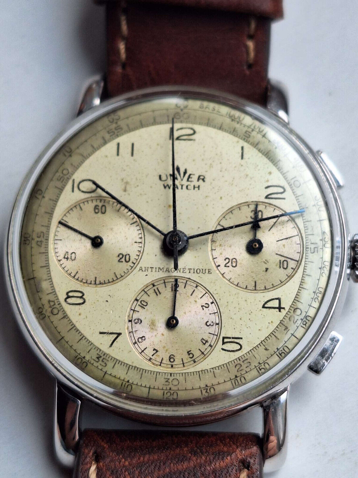 vintage unver valjoux 71 extremy rare hight class column wheel big chronograph