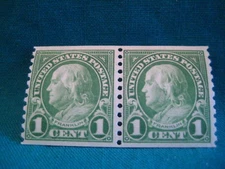1c Franklin-MNH Coil Pair-Scott# 597-Issued 1923-29