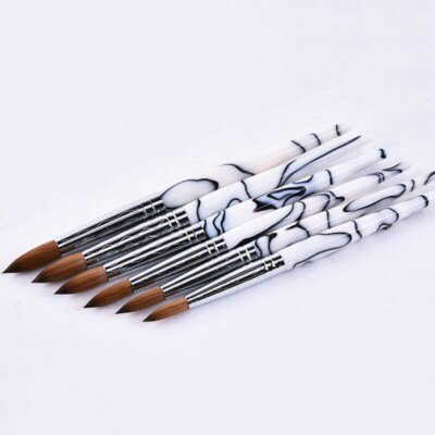 Black/White Marble Kolinsky Nail Brush For Acrylic Application Extension 6-24 A