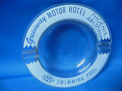 Old Glass Ashtray, Greenway Motor Hotel, Phoenix, Arizona AZ, 1950's