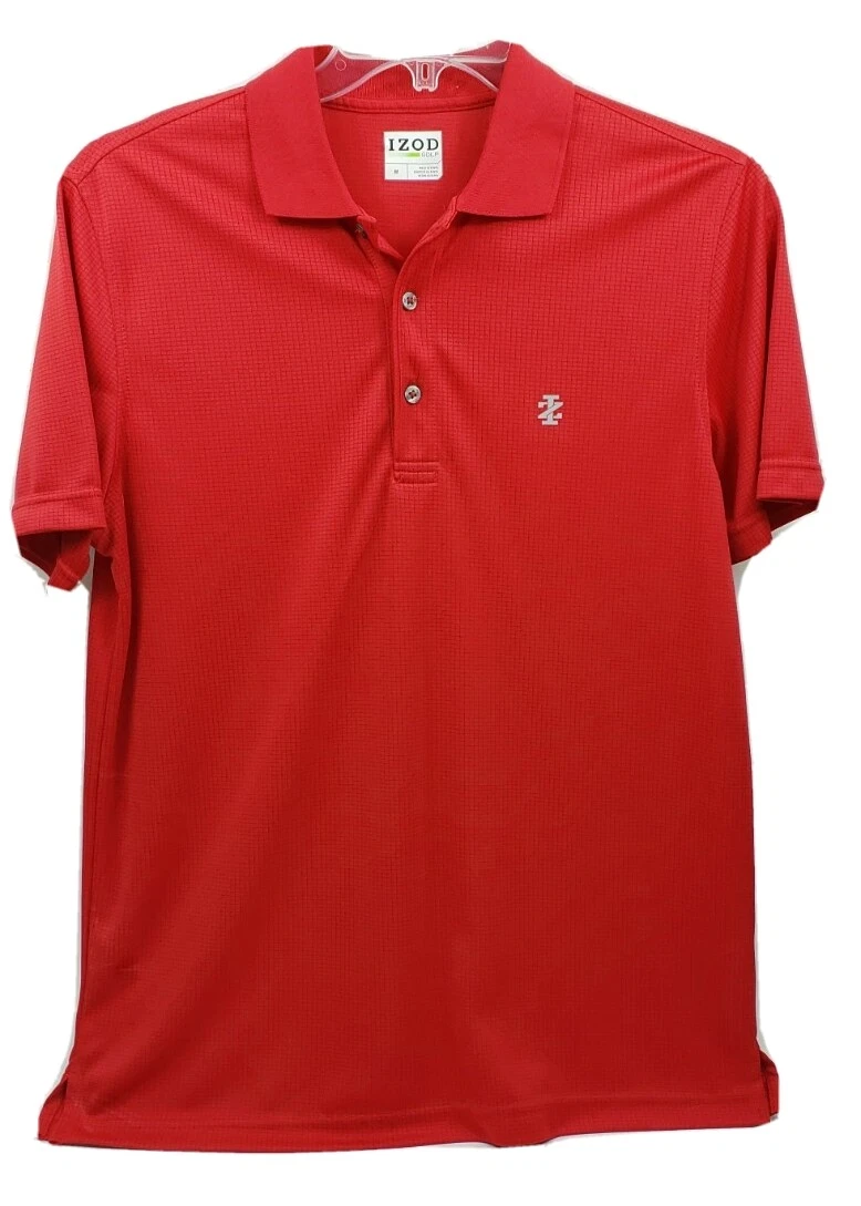 Izod Golf Red Polo Short Sleeve Casual Shirt Mens Medium