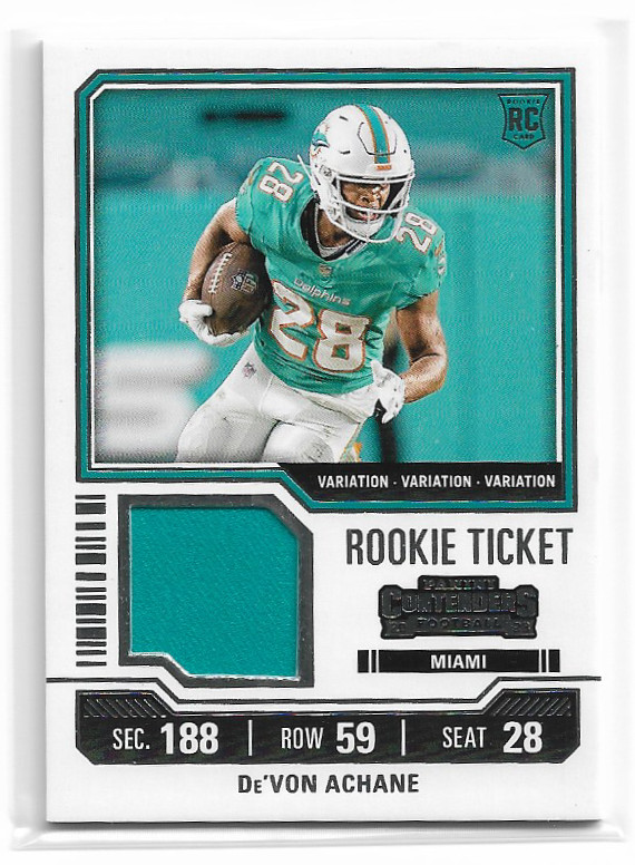 De’von Achane 2023 Panini Contenders Rookie Ticket Patch #TS9V Miami Dolphins