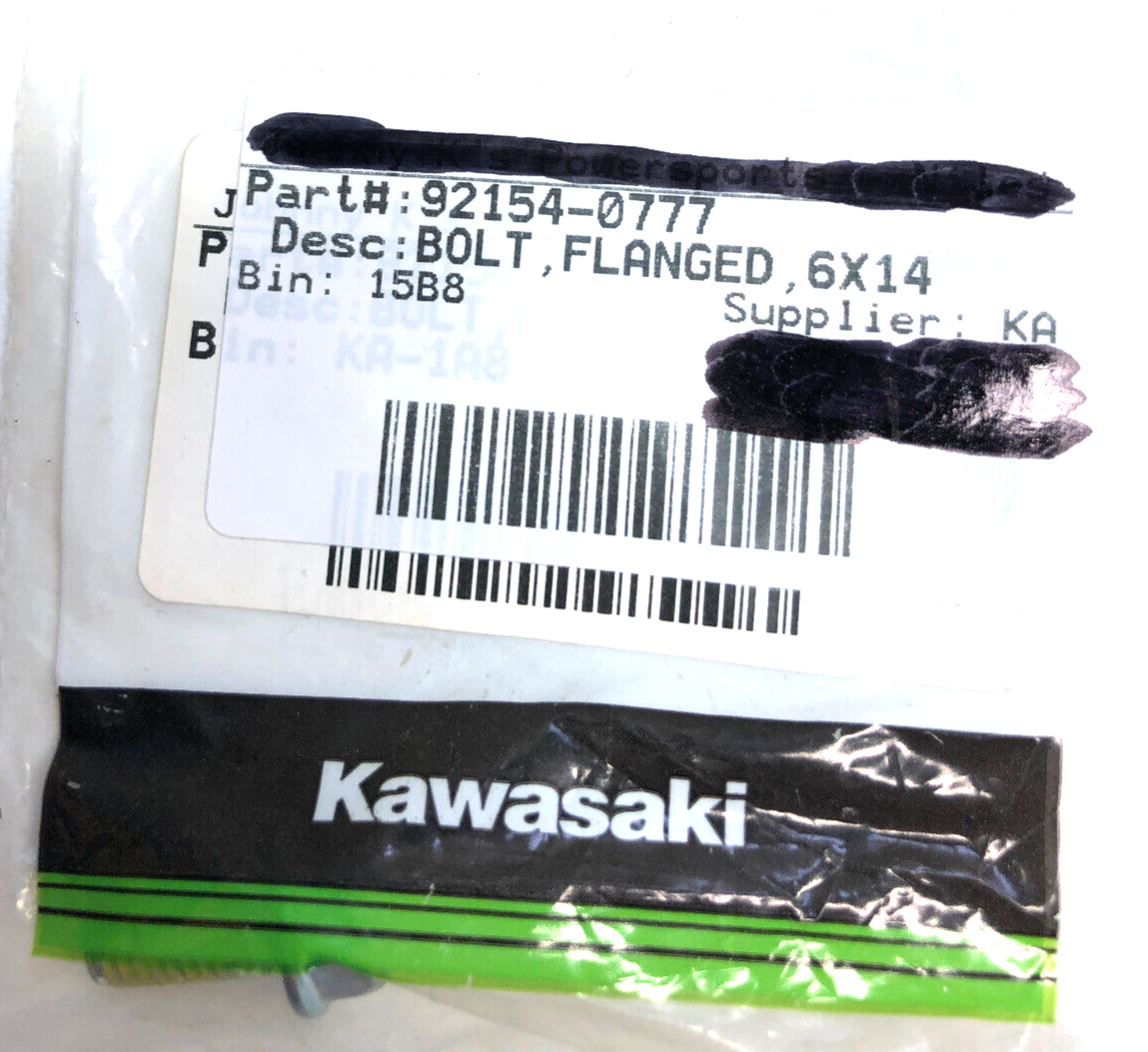 Genuine Kawasaki Original OEM P/N 92154-0777 Bolt Flanged 6 x 14