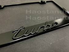 1x Black Turbo 3d Emblem Black Stainless License Plate Frame Rust Free S.cap