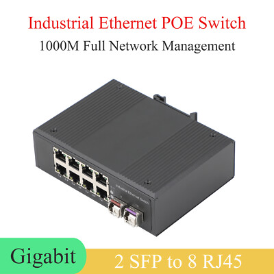1000M SFP Full Managed Industrial Transceiver 2 SFP to 8 POE Fiber Optic Switch