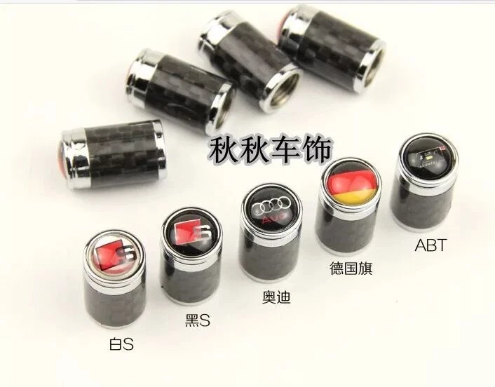 4pcs Germany DE Flag Carbon Fiber Metal Wrench Keychain Tire Valve Stem Caps - Image 4 of 4