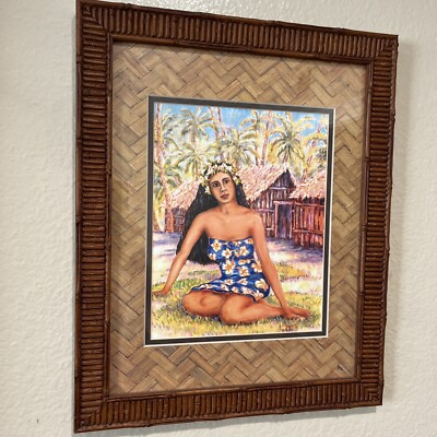 ORIGINAL SIGNED PRINT HAWAII GIRL JOE SEVERSON HAWAIIAN HULA DANCER WOMAN