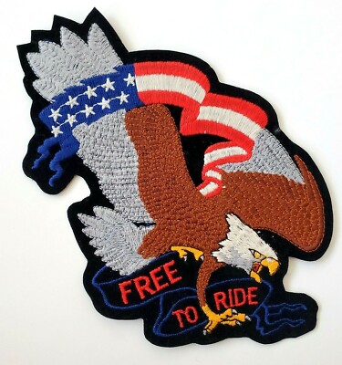 NEW RARE VTG HARLEY-DAVIDSON Patch Free To Ride Eagle US Flag 7'' Large 1970s