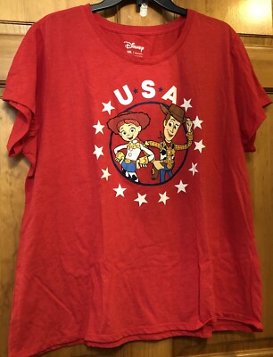 Womens Plus Size 2X Toy Story Woody Jessie USA Disney Pixar Red T-Shirt