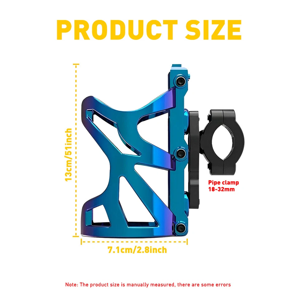Adjustable Motorcycle Handlebar Cup Holder Mount Drink Water Bottle For ATV Bike - Imagem 3 de 4