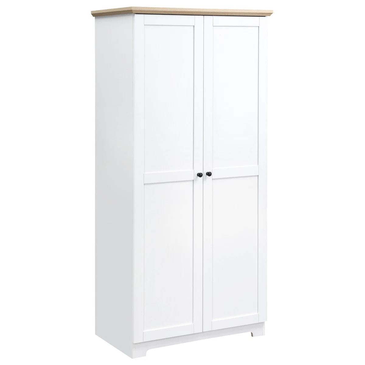 HOMCOM 172cm Wooden Storage Cabinet Cupboard With 2 Doors 4 Shelves White