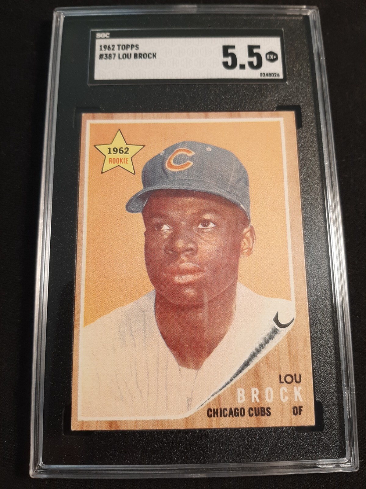 1962 Topps Lou Brock RC Rookie Card #387 SGC EX+ 5.5