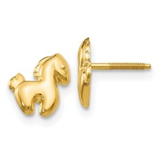 Real 14kt Yellow Gold Madi K Pony Screwback Earrings