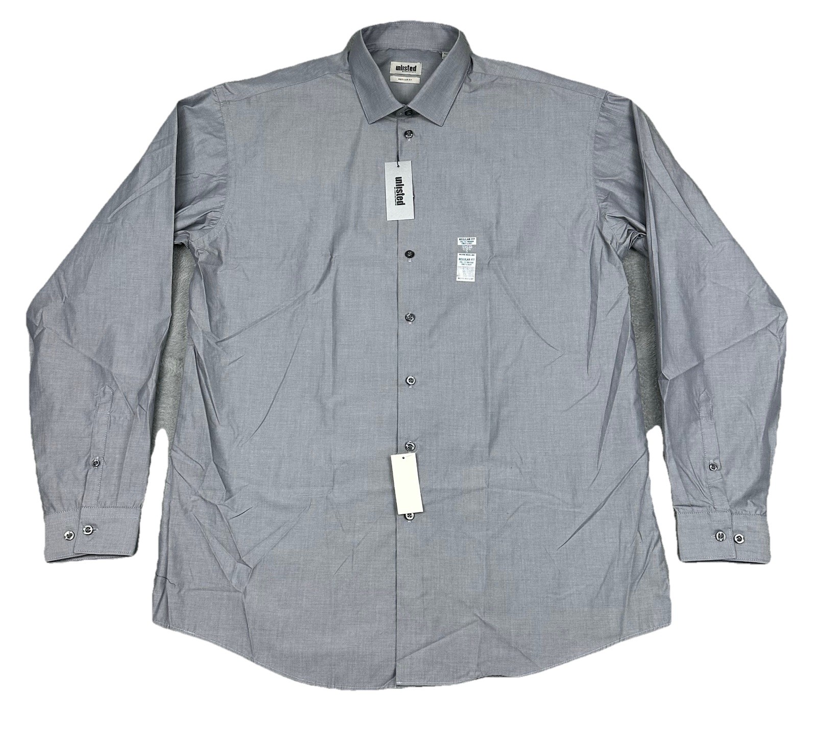 Unlisted Kenneth Cole Shirt Mens Large 16-16.5 36-37 Gray Button Up NEW READ