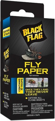 Black Flag Fly Paper Insect Trap 4 Count   Ready to Use Bug Catchers