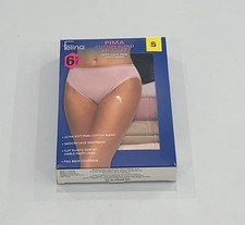 Felina Women's 6-Pack Pima Cotton Hi-Cut with Lace Trim Panties, Multicolor, S