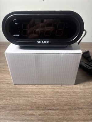 SHARP Digital Alarm Clock with AccuSet - Automatic Set, Black