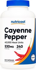 Nutricost Cayenne Pepper 530mg, 240 Capsules - 40,000 Heat Units, Gluten Free, N