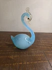 Vintage Murano Art Glass Alfredo Barbini Blue Swan Figurine Paperweight