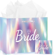 Elegant Bride Gift Bag for Bridal Shower, Engagement and Wedding   Includes Tiss